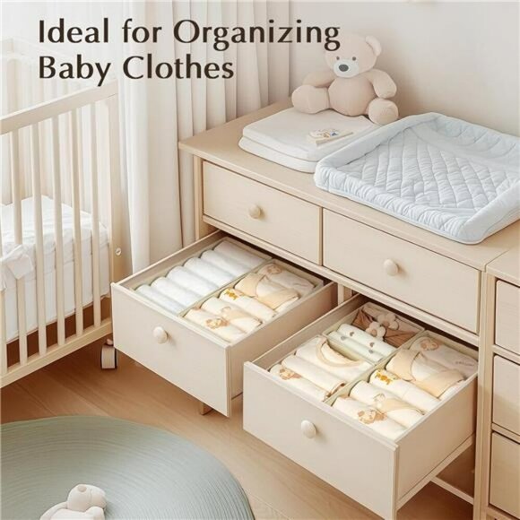 Fabric Drawer Organizers Set Storage Bins Closet Dividers Clothes Socks - Picture 3 of 7